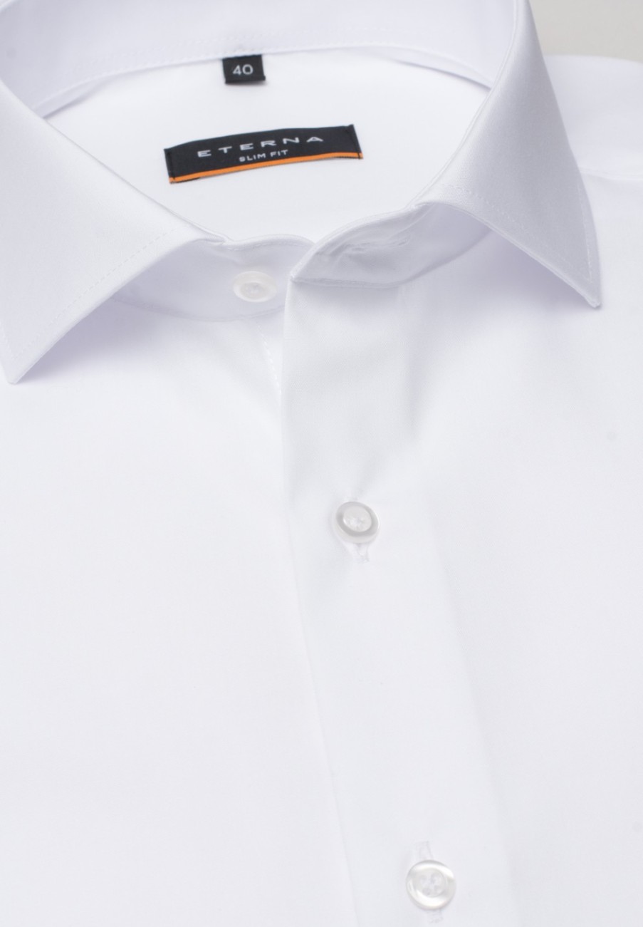 Herren ETERNA  | Slim Fit Original Shirt In Unifarben Weis