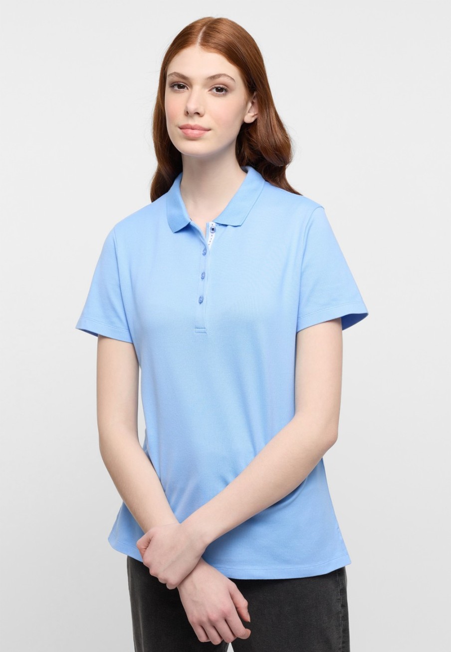 Damen ETERNA  | Poloshirt In Unifarben Hellblau