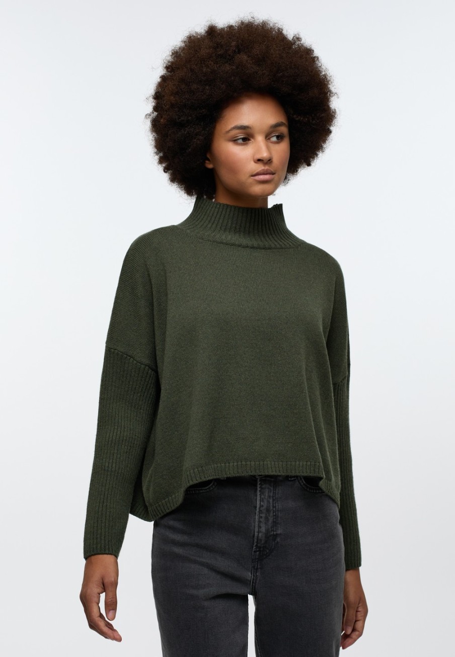 Damen ETERNA  | Strick Pullover In Unifarben Khaki