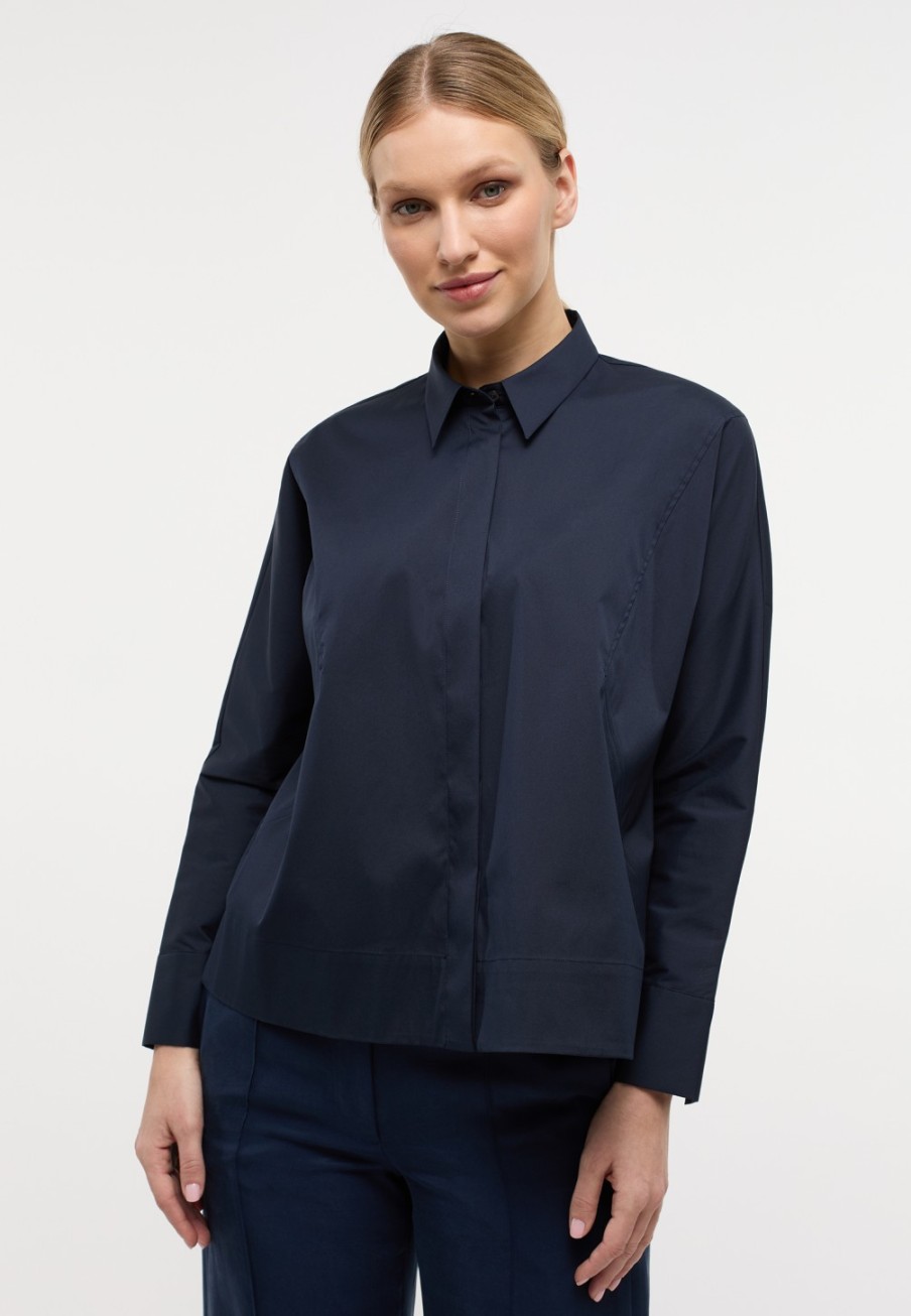 Damen ETERNA  | Bluse In Unifarben Navy