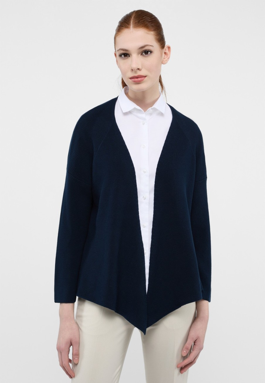 Damen ETERNA  | Strick Cardigan In Unifarben Navy