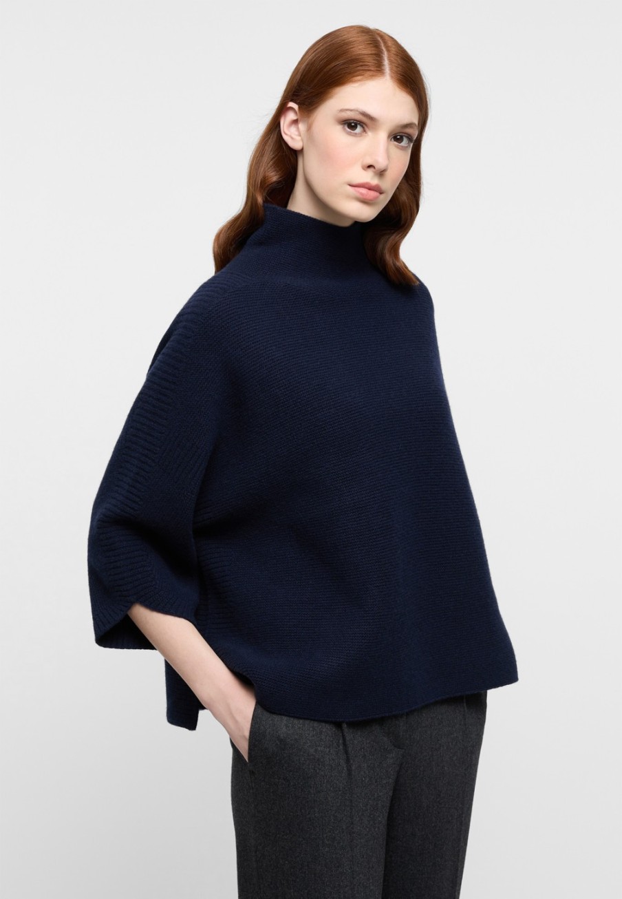 Damen ETERNA  | Strick Pullover In Unifarben Navy