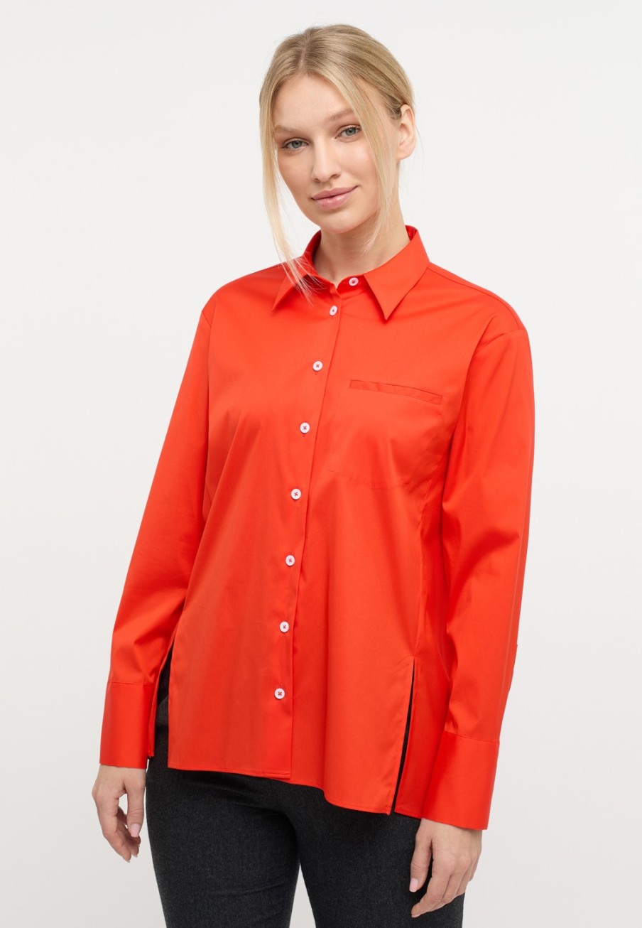 Damen ETERNA  | Bluse In Unifarben Orange