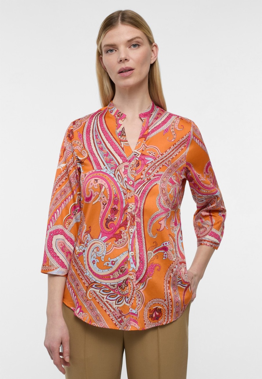 Damen ETERNA  | Bluse In Bedruckt Mandarine