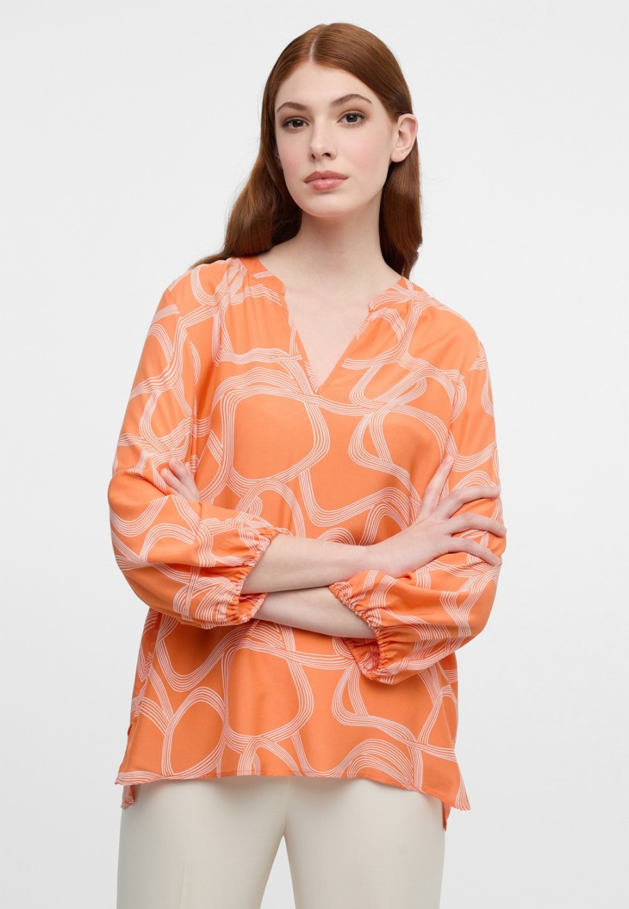 Damen ETERNA  | Bluse In Bedruckt Mandarine