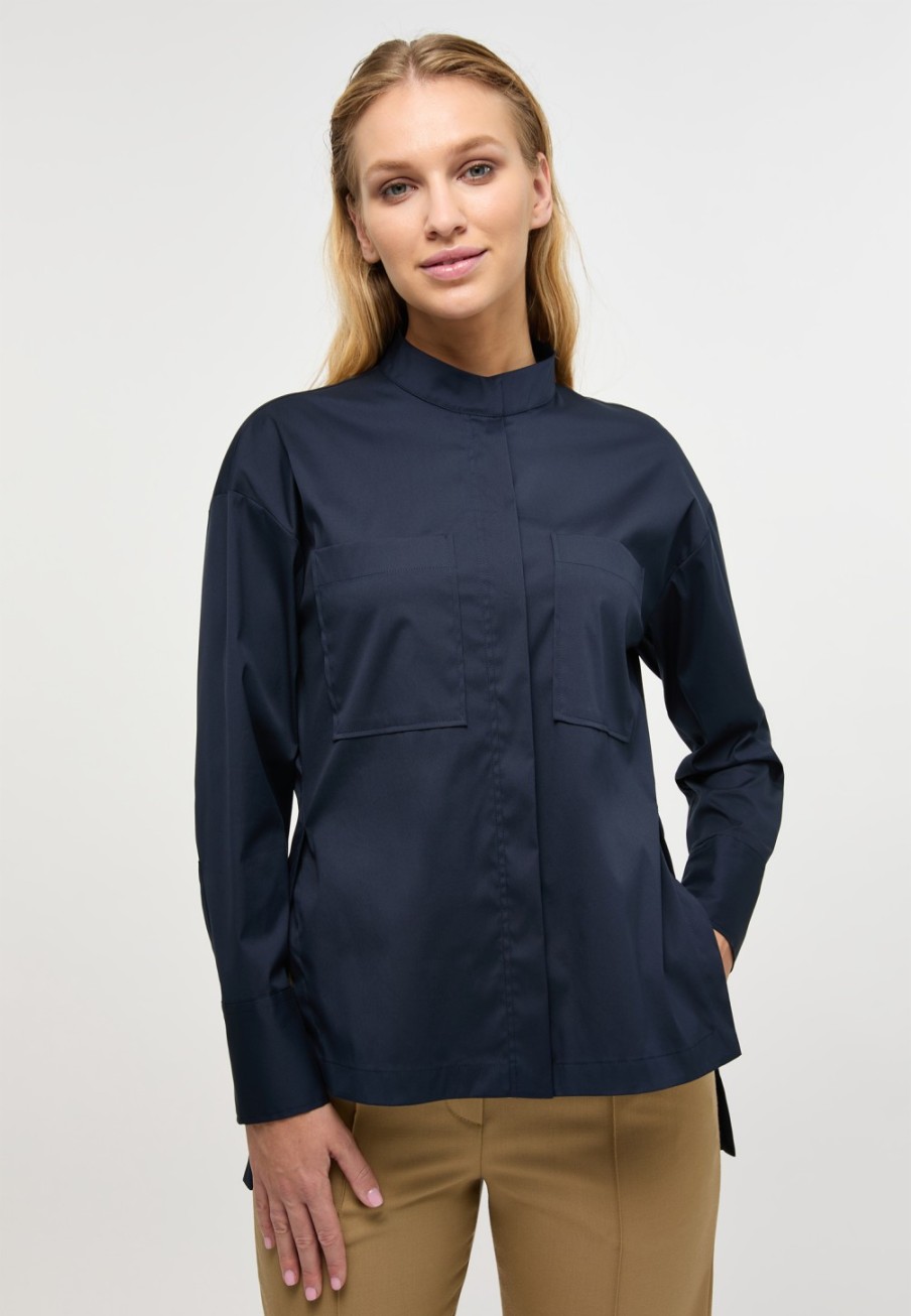 Damen ETERNA  | Bluse In Unifarben Navy