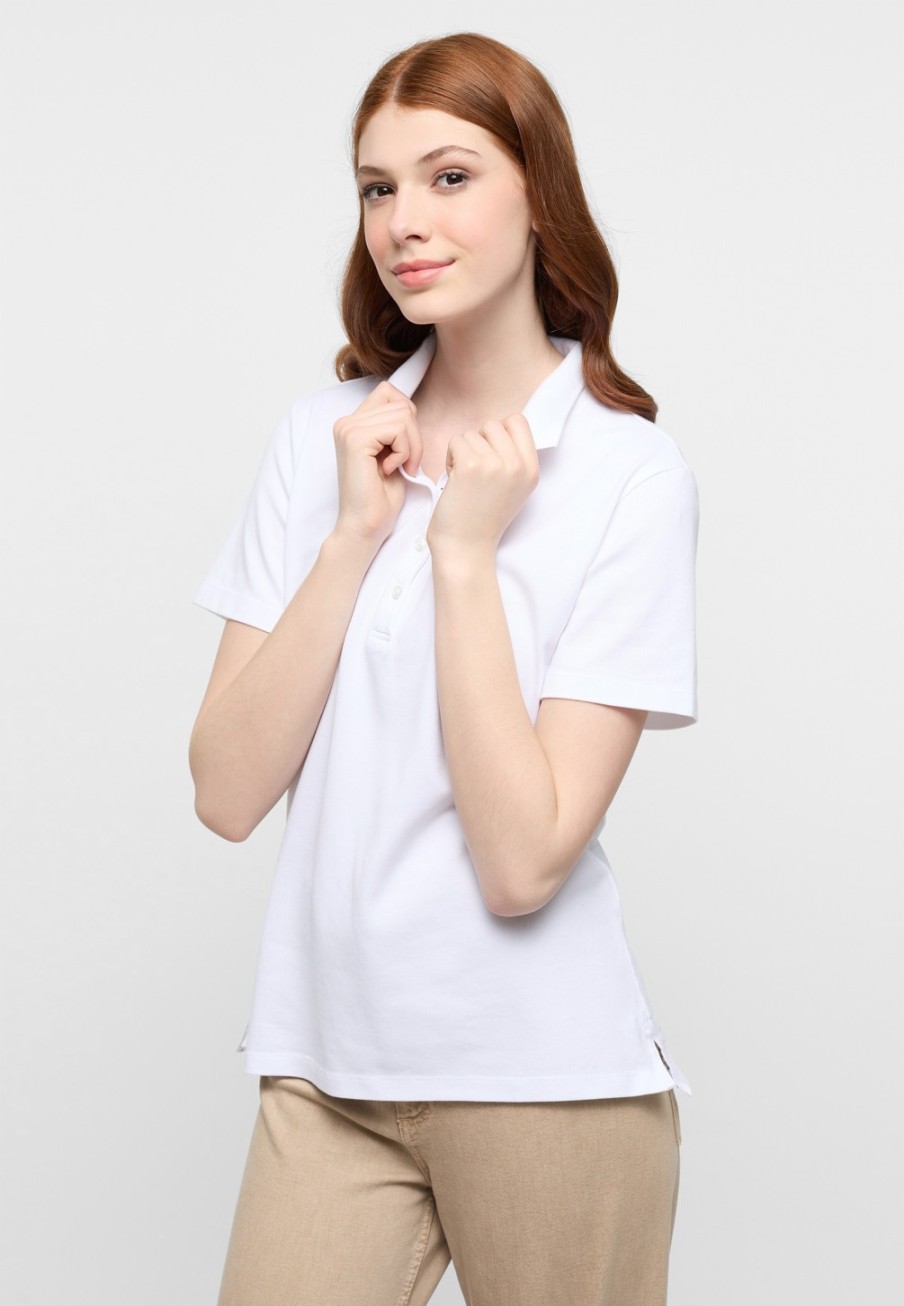 Damen ETERNA  | Poloshirt In Unifarben Weis