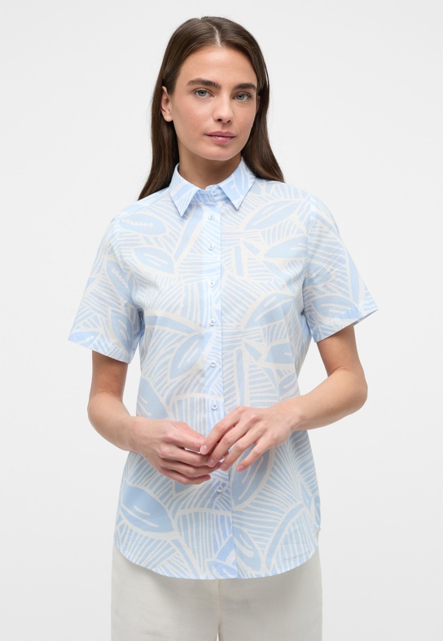 Damen ETERNA  | Bluse In Bedruckt Hellblau